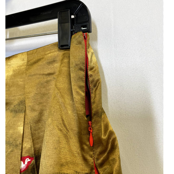 MAEVE by ANTHRO Green Gold Feathered Village Bird Pleated Skirt - Picture 7 of 12